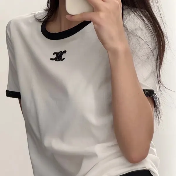 セリーヌ トリオンフ刺繍 Tシャツ コピー コットン RX05Z671Q.01OB