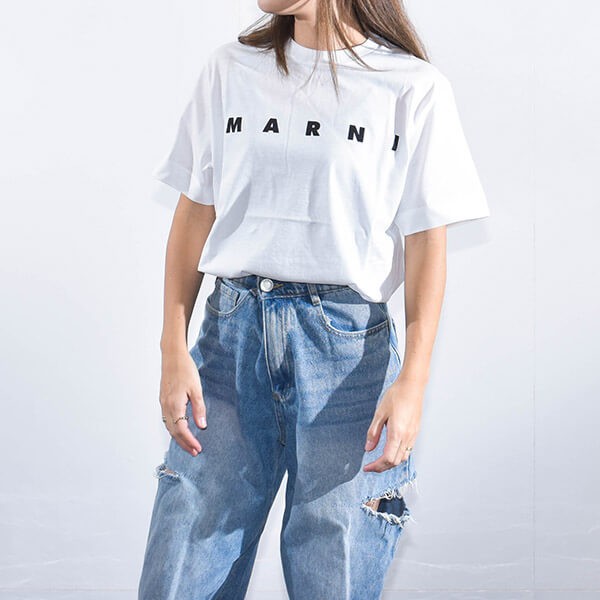 マルニ Tシャツ 激安 メンズ レディース  半袖 ロゴ MARNI 3色 M002MV