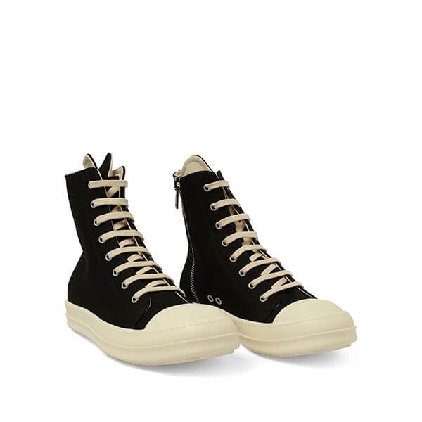 リックオウエンス 偽物 DRKSHDW デニム スニーカー ハイカット OVERDYED DENIM EYELETS SNEAKERS