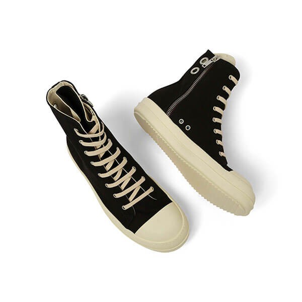 リックオウエンス 偽物 DRKSHDW デニム スニーカー ハイカット OVERDYED DENIM EYELETS SNEAKERS