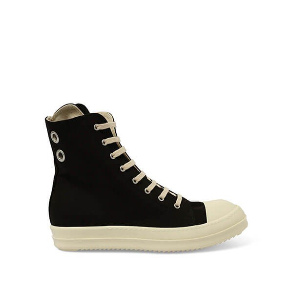 リックオウエンス 偽物 DRKSHDW デニム スニーカー ハイカット OVERDYED DENIM EYELETS SNEAKERS