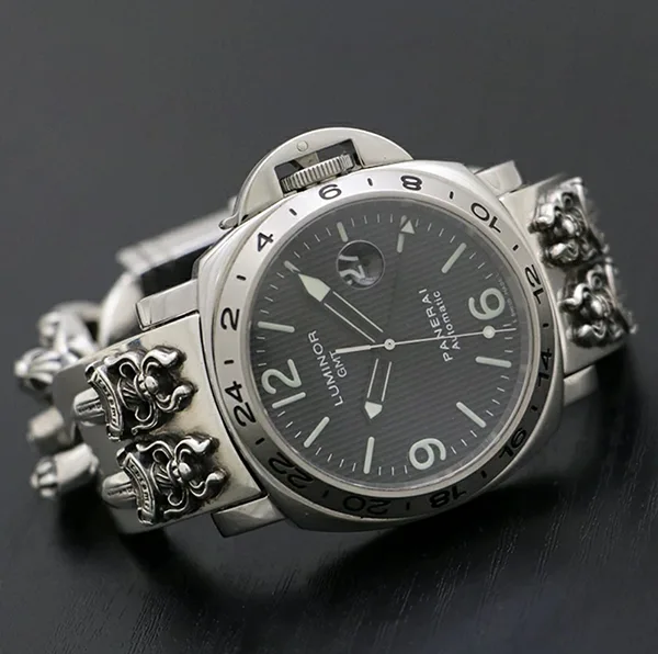 クロムハーツ パネライ 偽物 OFFICINE パネライ ラージリンク ルミノール GMT フリンケ ダガー ファンシー 自動巻き 腕時計 00029