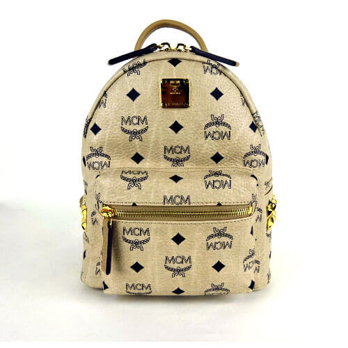 MCM エムシーエム スーパーコピー MMK5SVE41 IG001 ベージュ スタッズ BACKPACK リュック XS