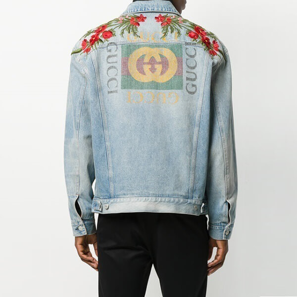 グッチ EMBROIDERED STONE DENIM JACKET デニムジャケット【スーパーコピー】