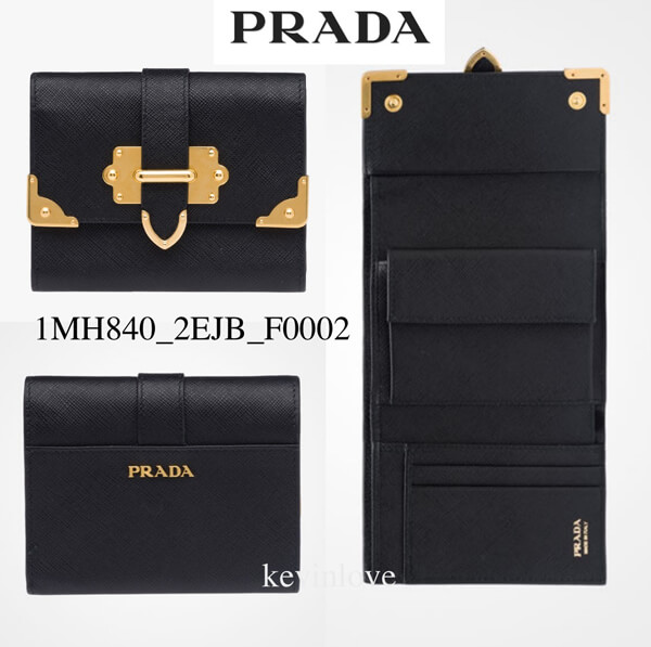 2017新作！PRADA プラダスーパーコピー Gold金具がポイント 二つ折りウォレット1MH840_2EJB_F0002