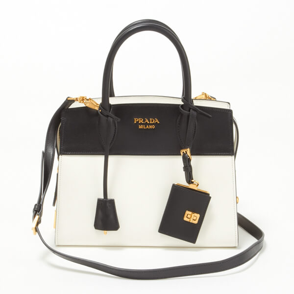 PRADAプラダスーパーコピー SAFFIANO 　2WAYバッグ　BIANCO+NERO 1BA045