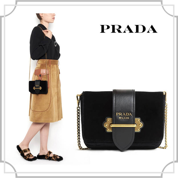 関税込☆LEATHER VELVET POUCH WITH GOLD HARDWARE BELT☆PRADA 1BL0042ENUF0002