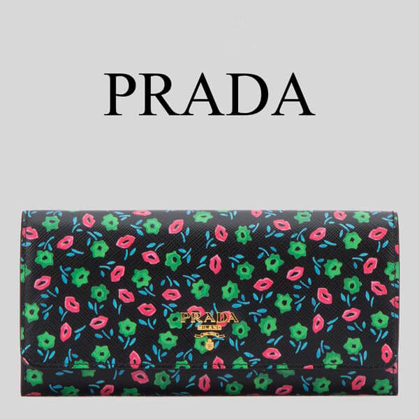 PRADA サフィアーノカーフ プリント 財布 1MH1322BFA