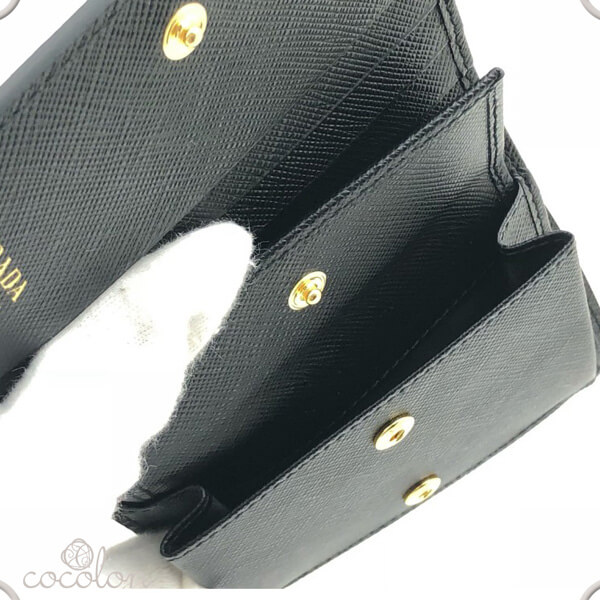 PRADA SHINE サフィアーノ 二つ折財布 NERO PRADA 折りたたみ財布 1MV204 2EBW F0002