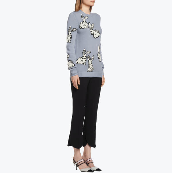 PRADA ニット・セーター RABBIT INTARSIA CASHMERE BLEND SWEATER