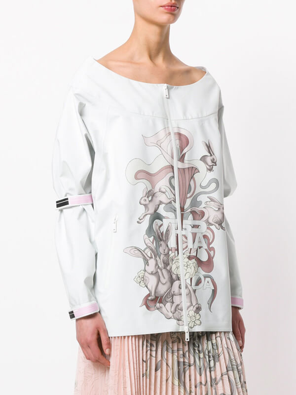 PRADA ブルゾン LOOK24 RABBIT & LILY PRINTED OFF SHOULDER JACKET