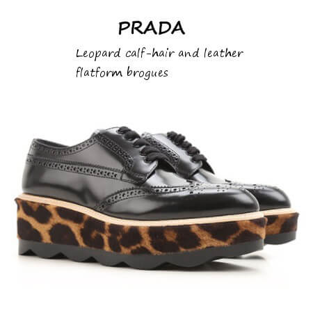 PRADA ローファー オックスフォード レオパード柄が可愛い☆パテントレザーシューズ