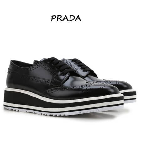 PRADA ローファー・オックスフォード レースアップシューズ