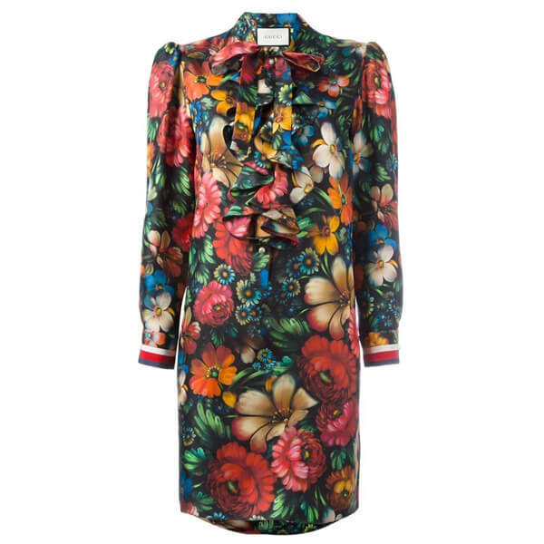 2017新作大人気グッチスーパーコピー グッチ Floral print silk dress