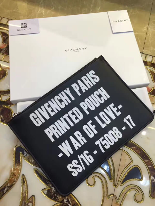 17/18AW GIVENCHY ジバンシィスーパーコピー WAR OF LOVE スターパッチ レザーポーチ BK06072273001