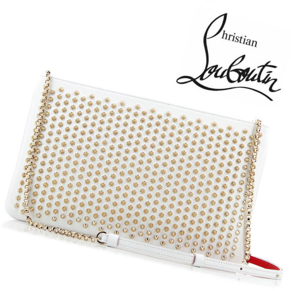 【Christian Louboutin】クリスチャンルブタンバッグスーパーコピー LOUBIPOSH SPIKES CLUTCH White