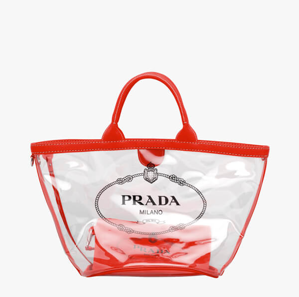 2018SS ☆PRADA☆ビニール ハンドバッグ 1BG166 rosso