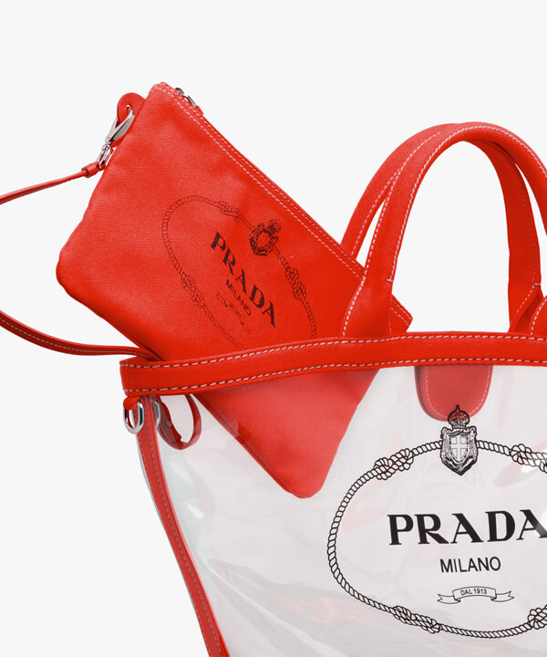 2018SS ☆PRADA☆ビニール ハンドバッグ 1BG166 rosso