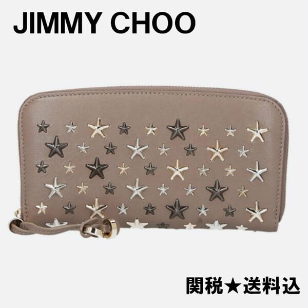 ジミーチュウコピー ★スタッド★ラウンドジップ長財布★関送込★2018-19AW