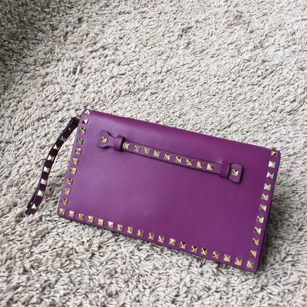 2018新作【ヴァレンティノ ヴァレンティノスーパーコピー】Rockstudクラッチ Purple IW8B0399NWB