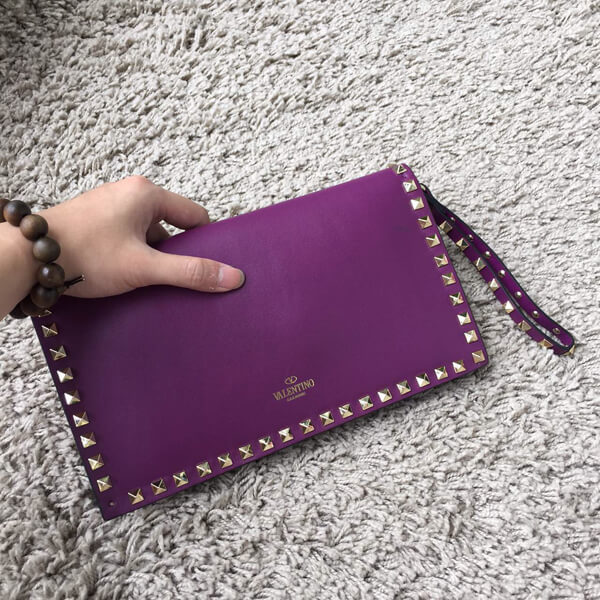 2018新作【ヴァレンティノ ヴァレンティノスーパーコピー】Rockstudクラッチ Purple IW8B0399NWB