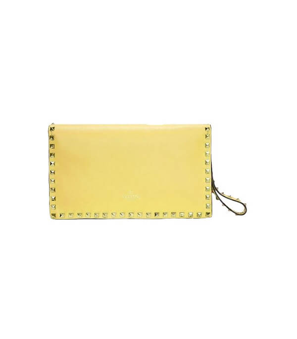 18SS【ヴァレンティノ ヴァレンティノスーパーコピー】人気のRockstud YELLOW LEATHER CLUTCH IW2B0399 NBD N18