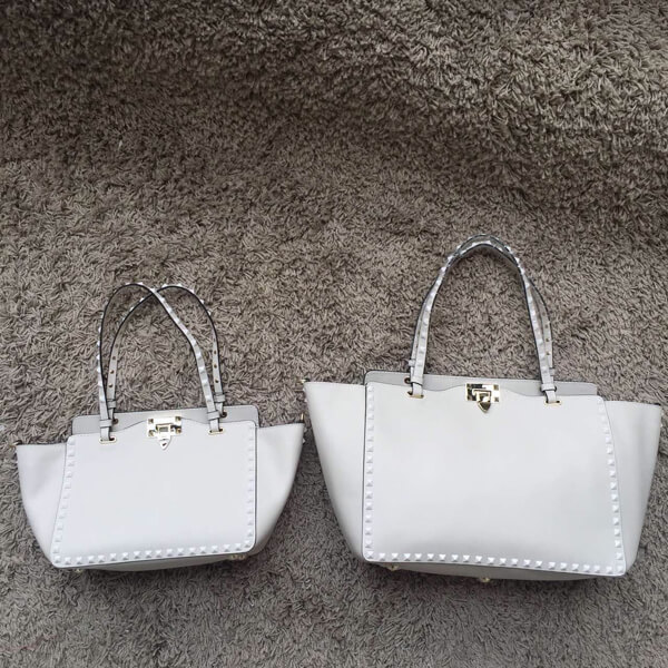 2018AW★ヴァレンティノ ヴァレンティノスーパーコピー ミニ ロックスタッド White 2WAY Rockstud