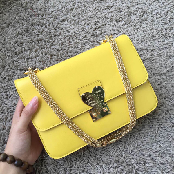 2018SS セレブ愛用者多数☆ヴァレンティノ ヴァレンティノスーパーコピー☆ Yellow LAmour Leather Shoulder Bag