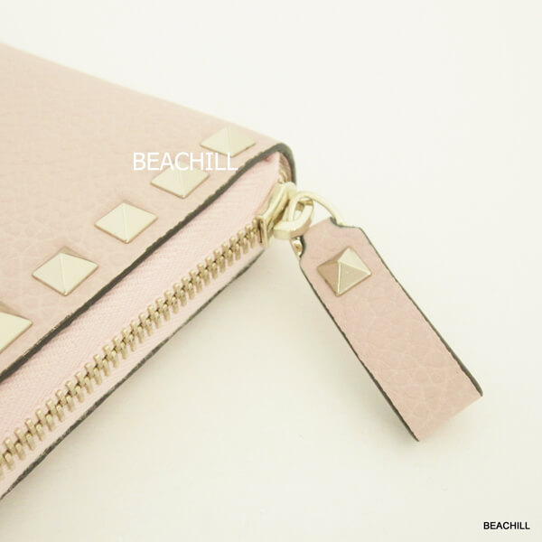 ヴァレンティノスーパーコピー ヴァレンティノ☆RockStudグレインカーフ長財布“ROSE”LW0P0079VSH