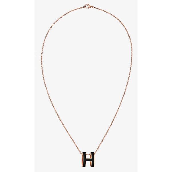 18-19AW[エルメススーパーコピー] Pop H Pendant☆Noir☆18k rosegold エルメス　ポップ H ペンダント