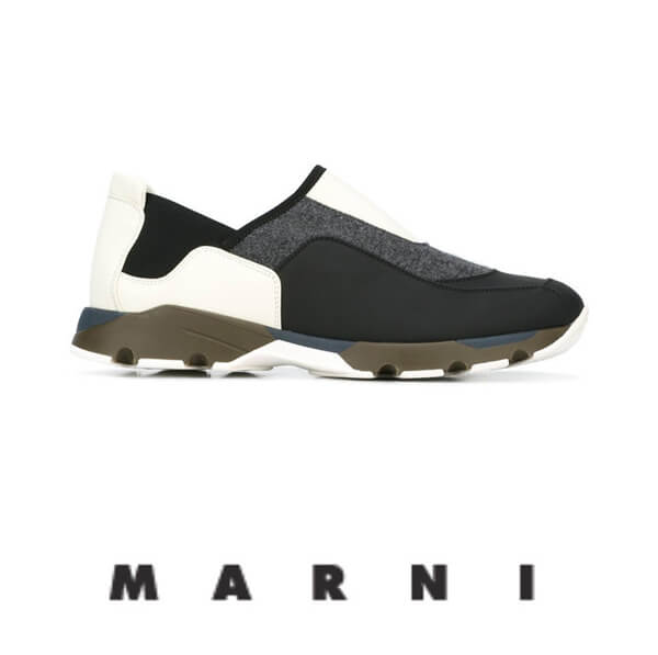 2018-19AW MARNI マルニスニーカーコピー バイカラー パネル スリッポン ブラック M24WS0018S45468