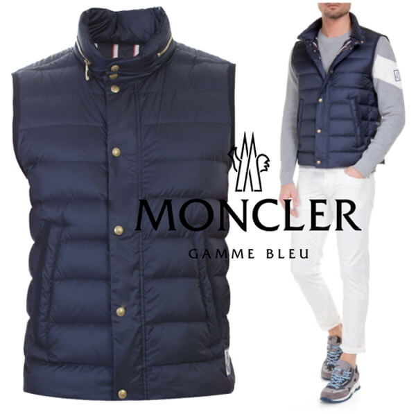 17SS春夏★MONCLERガムブルー ダウンベスト Darkblue