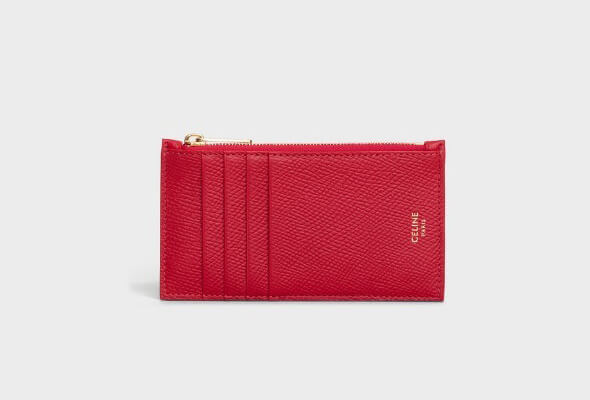 【セリーヌ】セリーヌ ZIPPED COMPACT CARD HOLDER IN GRAINED CALFSKIN