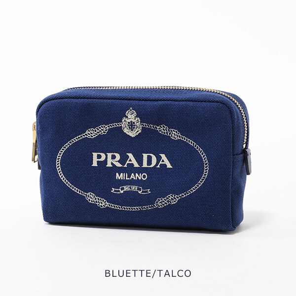 2019新作 PRADA プラダスーパーコピー 1NA021 20L CANAPA LOGO コスメ ポーチ 化粧ポーチ BLUETTE+TALCO ネイビーブルー