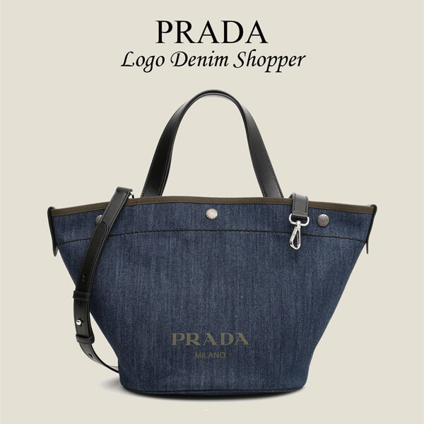 19AW PRADA プラダスーパーコピー ロゴ入り デニム ショッパー 1BG244 V OOO 2BBV F0YFS