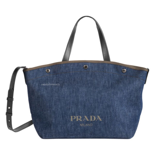 19AW PRADA プラダスーパーコピー ロゴ入り デニム ショッパー ミディアム 1BG242 OOO 2BBV F0YFS