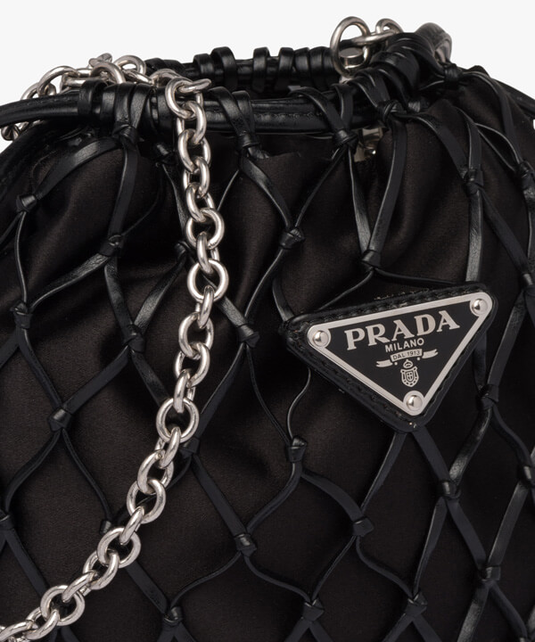 2018-19新作素敵 PRADA プラダスーパーコピー メッシュ サテン クラッチ/ショルダーバッグ 1BC075 V OOO AR2 F0002