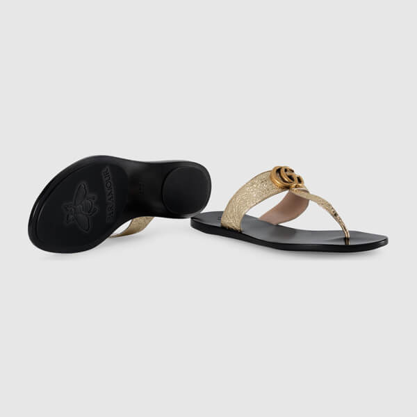 グッチスーパーコピー★2019新作限定★レザー トング サンダル ダブルG付 LEATHER THONG SANDAL WITH DOUBLE G_497444 0B7N0 7100