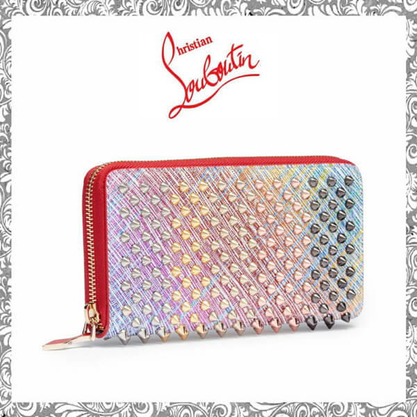 2019新作限定 CHRISTIAN LOUBOUTIN クリスチャン ルブタンコピー Panettone Spiked Leather Wallet 長財布