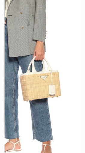 完売人気 プラダ かご カゴバッグ コピー Wicker and Canvas bag ニューヨーク女性にも大人気!!!!