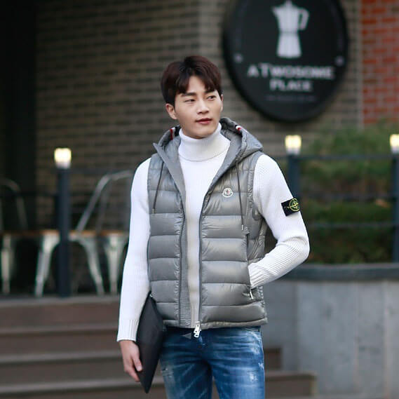 MONCLER 2019 LANOUX フードダウンベスト GRAY