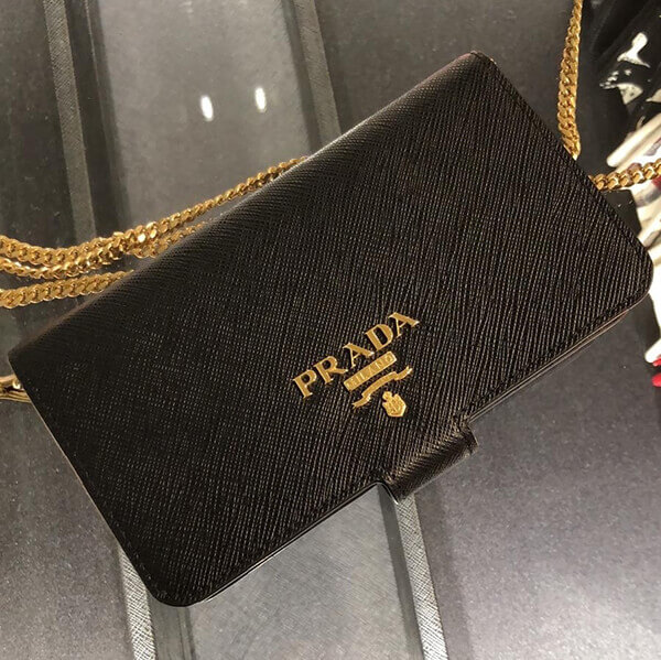 PRADA チェーン付 手帳型 iPhone X/XS ケース 1ZH078_QWA