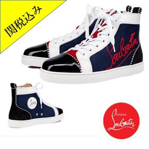 関税込! Christian Louboutin Navy  ハイカット スニーカー 1200894CMA3