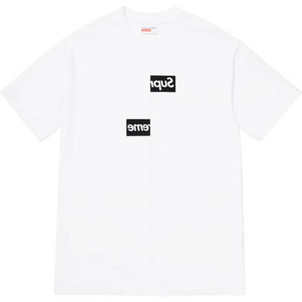 シュプリーム Tシャツ 偽物 コム デ ギャルソン Tシャツ スプリットボックス ホワイト◆シュプリーム Comme des Garcons SHIRT Split Box Logo Tee ◆White