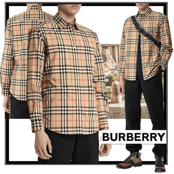 ★BURBERRY★バーバリー シャツ コピー ヴィンテージチェックコットンポプリンシャツ