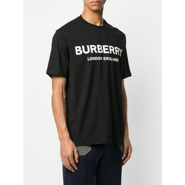 Burberry バーバリー Tシャツ コピー ロゴプリント コットンTシャツ ブラック 8008894