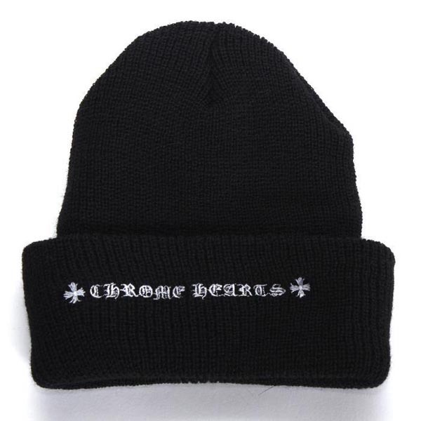 CHROME HEARTS クロムハーツ キャップ コーデ 偽物 ウールニット帽 ブラック CHクロスロゴ 2238-304-4100 帽子キャップ