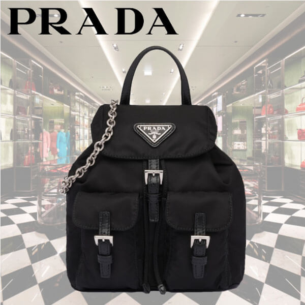 ★ PRADA ★Mini Chain-Strap Backpack 1BH029_V44_F0011_V_COM