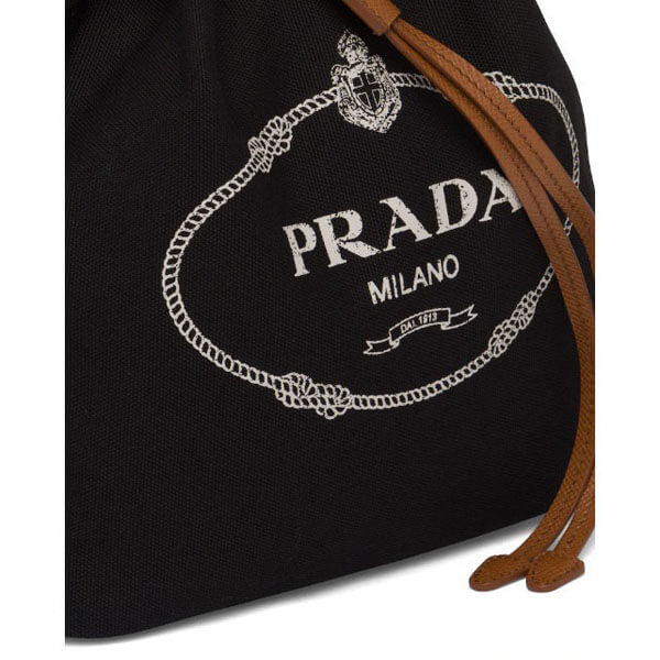 PRADA★Cotton canvas and leather bucketbag 1BE032_2DID_F0B7K_V_POO