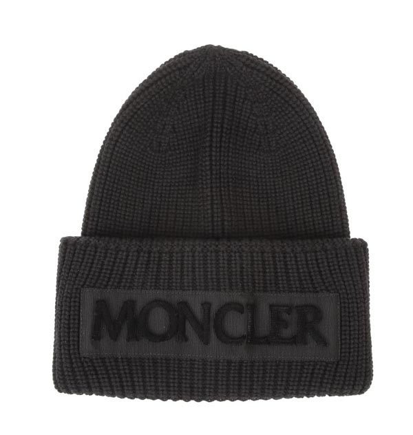 20AW MONCLER モンクレールスーパーコピー ロゴ ウールニットビーニーBLACK